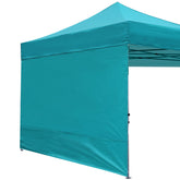 ABCCANOPY vista frontal de pared lateral turquesa mostrando cobertura y color duradero