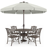 ABCCANOPY vista frontal de la sombrilla beige mostrando cobertura amplia
