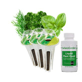 AeroGarden kit gourmet frontal mostrando las tres cápsulas y embalaje práctico para cocinar