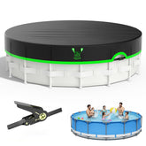 Agricasst vista frontal de cubierta 16 ft protege piscina contra suciedad