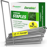 AMAGABELI empaque frontal mostrando 500 grapas resistentes para jardín