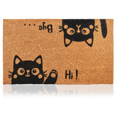 AMARU DOOR MATS vista frontal con diseño Hi-Bye Cat y bienvenida atractiva