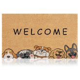 AMARU DOOR MATS felpudo frontal con diseño Welcome Dogs y entrada acogedora