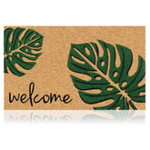 AMARU DOOR MATS felpudo frontal con diseño hojas y bienvenida