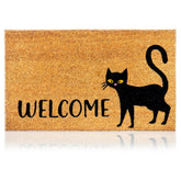 AMARU DOOR MATS felpudo frontal con gato negro, bienvenida elegante