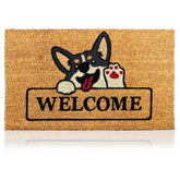 AMARU DOOR MATS vista frontal mostrando diseño Welcome Dog y bienvenida elegante