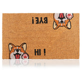 AMARU DOOR MATS vista frontal con diseño Hi-Bye Dog y bienvenida clara