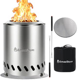 AmazStove vista frontal del fogón mostrando forma compacta y estética