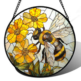 AMDERVEN vitral frontal con abejas y flores, añade color inmediato
