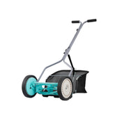 American Lawn Mower frontal mostrando diseño y bolsa recolectora, facilita almacenamiento