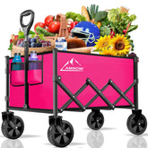 AMNOW vista frontal del carrito plegable mostrando capacidad y estructura