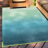 Anidaroel alfombra exterior vista frontal, diseño ombré elegante y resistente