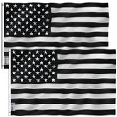 ANLEY bandera frontal 3x5 muestra diseño blanco y negro y buena visibilidad