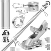 Anovo mástil frontal mostrando el kit y su acabado inoxidable para exterior