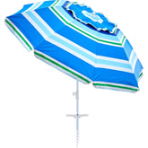 Aohanoi frontal del parasol azul blanco mostrando diseño y beneficio de sombra amplia