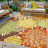 Arenarug vista frontal alfombra naranja floral, aporta color duradero