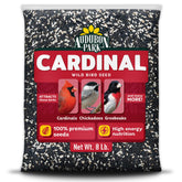 Audubon Park empaque frontal de 8 lb mostrando mezcla y beneficio de atraer cardenales