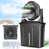 Ausic vista frontal del ventilador portátil mostrando control y rejilla, enfriamiento inmediato