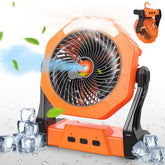 Ausic vista frontal del ventilador portátil que muestra diseño compacto y controles