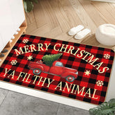 AUSTAB felpudo frontal con diseño navideño y bienvenida, mejora la entrada