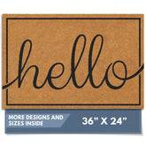 Barnyard Designs felpudo frontal mostrando diseño Hello y bienvenida elegante