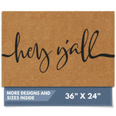 Barnyard Designs felpudo frontal mostrando "Y'all" y bienvenida estética