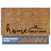 Barnyard Designs felpudo frontal mostrando texto Home Sweet Home y bienvenida estética