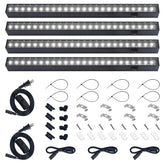 Barrina vista frontal del pack de 4 luces mostrando diseño compacto y ahorro