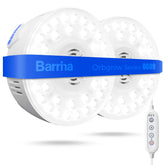 Barrina puck frontal del pack mostrando diseño compacto y beneficio de ahorro de espacio
