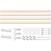 Barrina T5 pack frontal mostrando 4 tubos amarillos y accesorios, iluminación eficiente