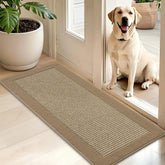 BEQHAUSE felpudo beige vista frontal mostrando su diseño y función