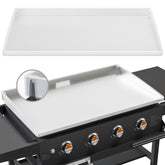 BESSIO tapete frontal mostrando ajuste perfecto en plancha Blackstone 36" y protección completa