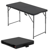 BestOffice vista frontal de la mesa plegable negra con superficie resistente