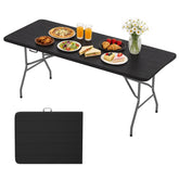 BestOffice mesa plegable frontal mostrando acabado tipo madera y estabilidad