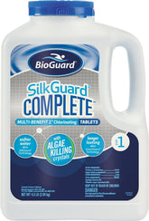 BioGuard envase frontal mostrando el saco de 4.5 lb con tabletas de cloro
