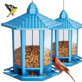 birdream comedero pagoda frontal azul mostrando diseño atractivo y fácil acceso