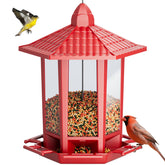 Birdream comedero pagoda frontal mostrando diseño rojo atractivo
