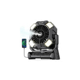 BLBS vista frontal del ventilador mostrando diseño y controles, ideal para camping
