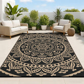 Bsmathom vista frontal de la alfombra exterior negra, añade estilo duradero
