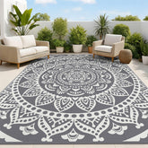 Bsmathom alfombra exterior frontal mostrando diseño boho y protección