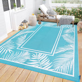 Bsmathom alfombra frontal mostrando diseño boho teal y cobertura amplia