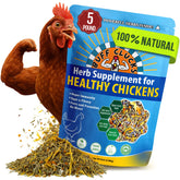 Buff Clucks frente del empaque mostrando la bolsa de 5 lb y beneficios naturales