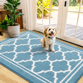 Buganda felpudo vista frontal lake blue mostrando diseño decorativo y protección
