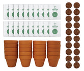 BUZZY kit frontal con 20 mini macetas terracota mostrando contenido completo