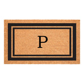 Calloway Mills felpudo frontal con monograma P y borde negro, entrada elegante