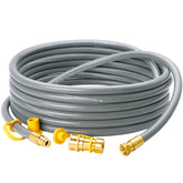 CALPOSE manguera frontal con empaque mostrando longitud y conectores, seguridad fiable