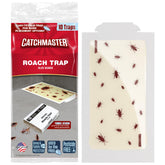 Catchmaster empaque frontal mostrando paquete de diez trampas, solución visible y práctica