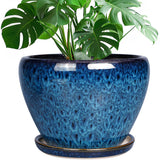 Ceramicfor maceta frontal azul mostrando diseño moderno y acabado