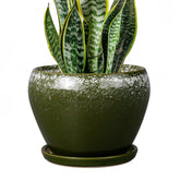 Ceramicfor maceta frontal verde oscuro, aspecto elegante y estable