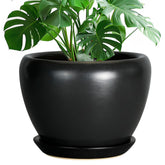 Ceramicfor maceta frontal negro elegante y estable para decoración